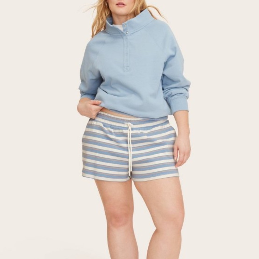 Striped Drawstring Cotton-Blend Shorts - Light Blue/White PARKE TARGET COLLAB